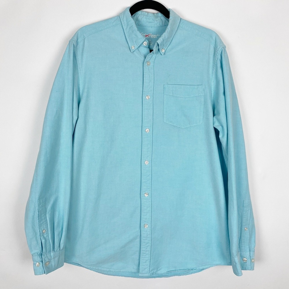 Eddie Bauer Legend Wash Relaxed Oxford Button Down Shirt Mens M Light Blue